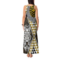 Yellow Aotearoa Niho Taniwha Tank Maxi Dress Maori Mythology Tooth - Taniko Motifs