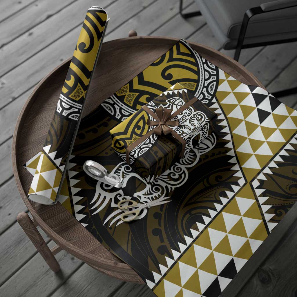 Yellow Aotearoa Niho Taniwha Wrapping Paper Maori Mythology Tooth - Taniko Motifs - Polynesian Pride