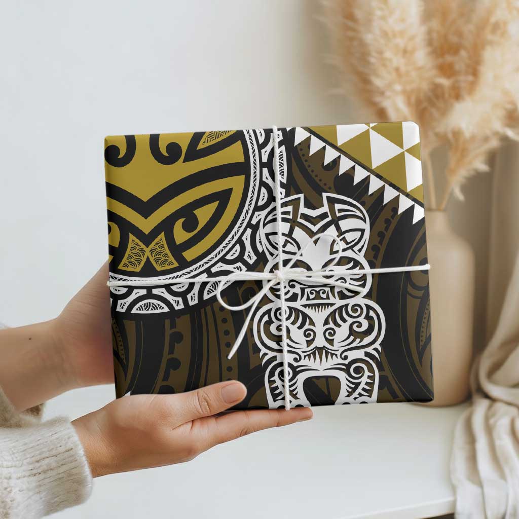 Yellow Aotearoa Niho Taniwha Wrapping Paper Maori Mythology Tooth - Taniko Motifs - Polynesian Pride