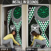 Green Aotearoa Niho Taniwha Door Cover Maori Mythology Tooth - Taniko Motifs - Polynesian Pride