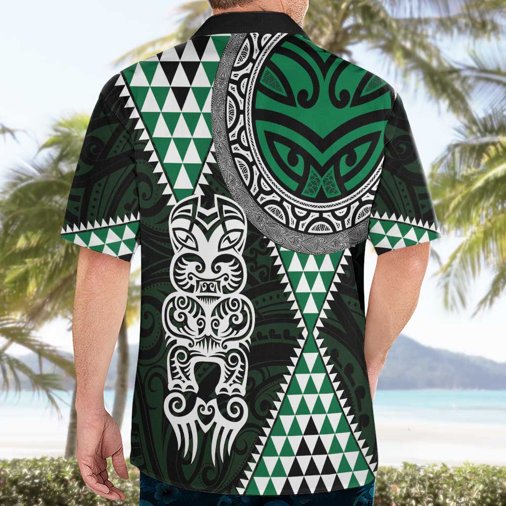 Green Aotearoa Niho Taniwha Hawaiian Shirt Maori Mythology Tooth - Taniko Motifs