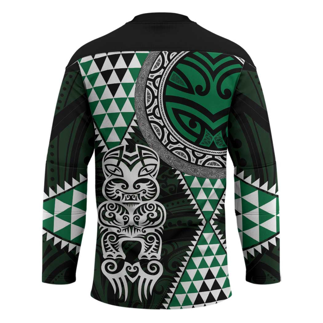 Green Aotearoa Niho Taniwha Hockey Jersey Maori Mythology Tooth - Taniko Motifs - Polynesian Pride