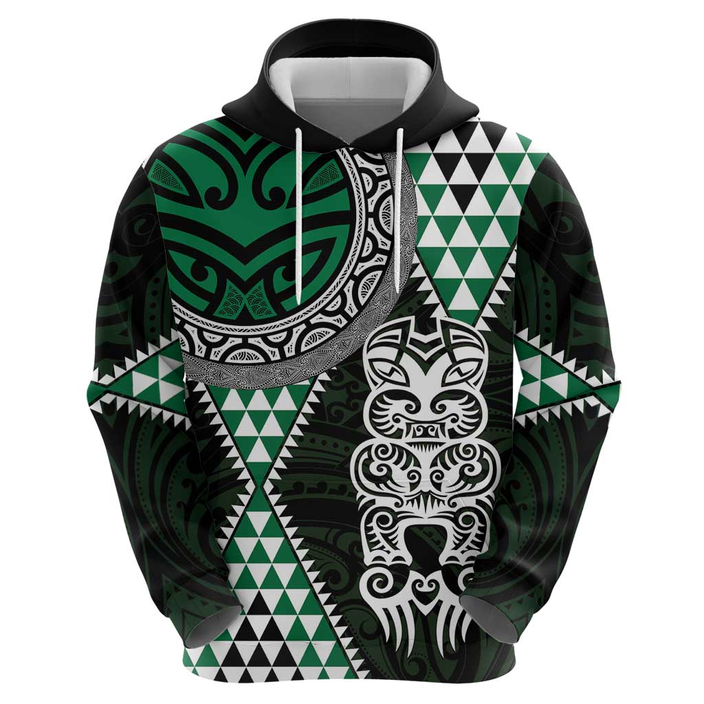 Green Aotearoa Niho Taniwha Hoodie Maori Mythology Tooth - Taniko Motifs