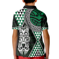 Green Aotearoa Niho Taniwha Kid Polo Shirt Maori Mythology Tooth - Taniko Motifs LT14 - Polynesian Pride