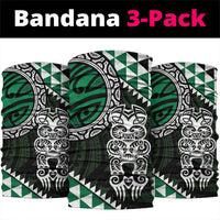 Green Aotearoa Niho Taniwha Neck Gaiter Maori Mythology Tooth - Taniko Motifs - Polynesian Pride