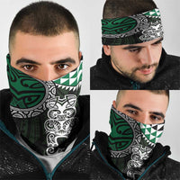 Green Aotearoa Niho Taniwha Neck Gaiter Maori Mythology Tooth - Taniko Motifs - Polynesian Pride