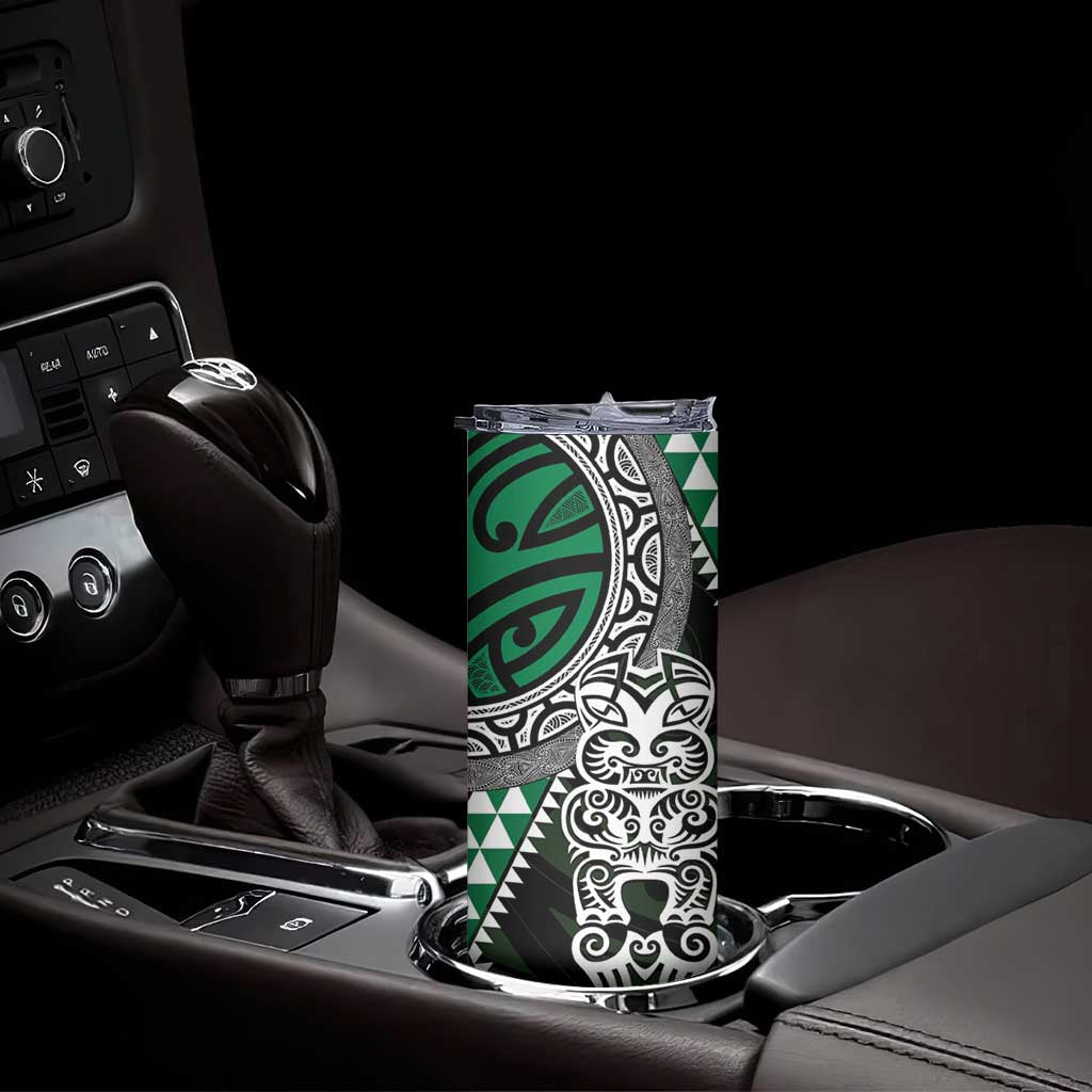 Green Aotearoa Niho Taniwha Skinny Tumbler Maori Mythology Tooth - Taniko Motifs