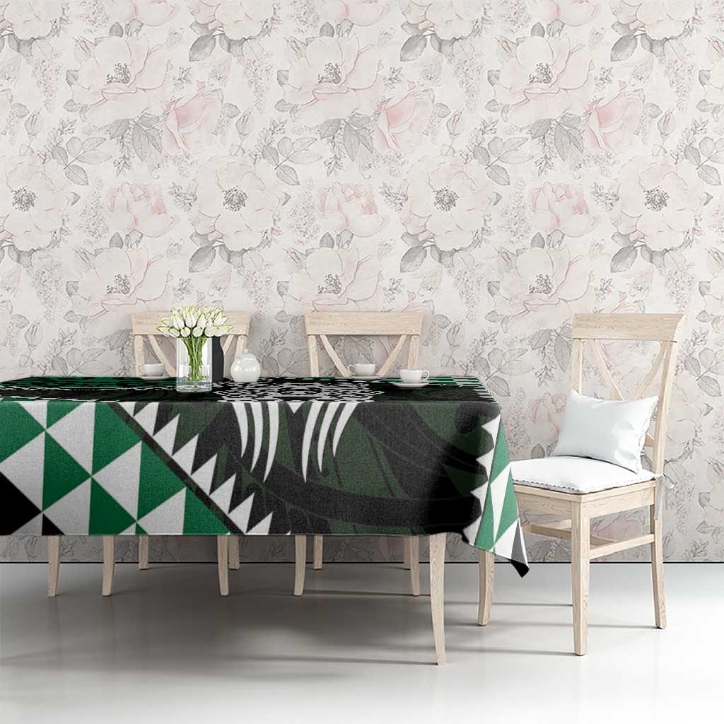 Green Aotearoa Niho Taniwha Tablecloth Maori Mythology Tooth - Taniko Motifs