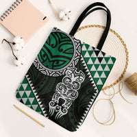 Green Aotearoa Niho Taniwha Tote Bag Maori Mythology Tooth - Taniko Motifs - Polynesian Pride