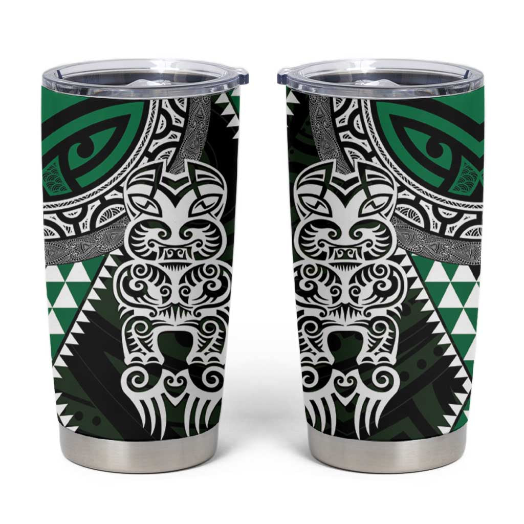 Green Aotearoa Niho Taniwha Tumbler Cup Maori Mythology Tooth - Taniko Motifs