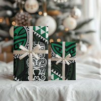 Green Aotearoa Niho Taniwha Wrapping Paper Maori Mythology Tooth - Taniko Motifs - Polynesian Pride