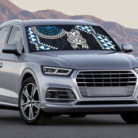 Blue Aotearoa Niho Taniwha Auto Sun Shade Maori Mythology Tooth - Taniko Motifs - Polynesian Pride