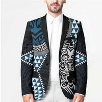 Blue Aotearoa Niho Taniwha Blazer Maori Mythology Tooth - Taniko Motifs - Polynesian Pride