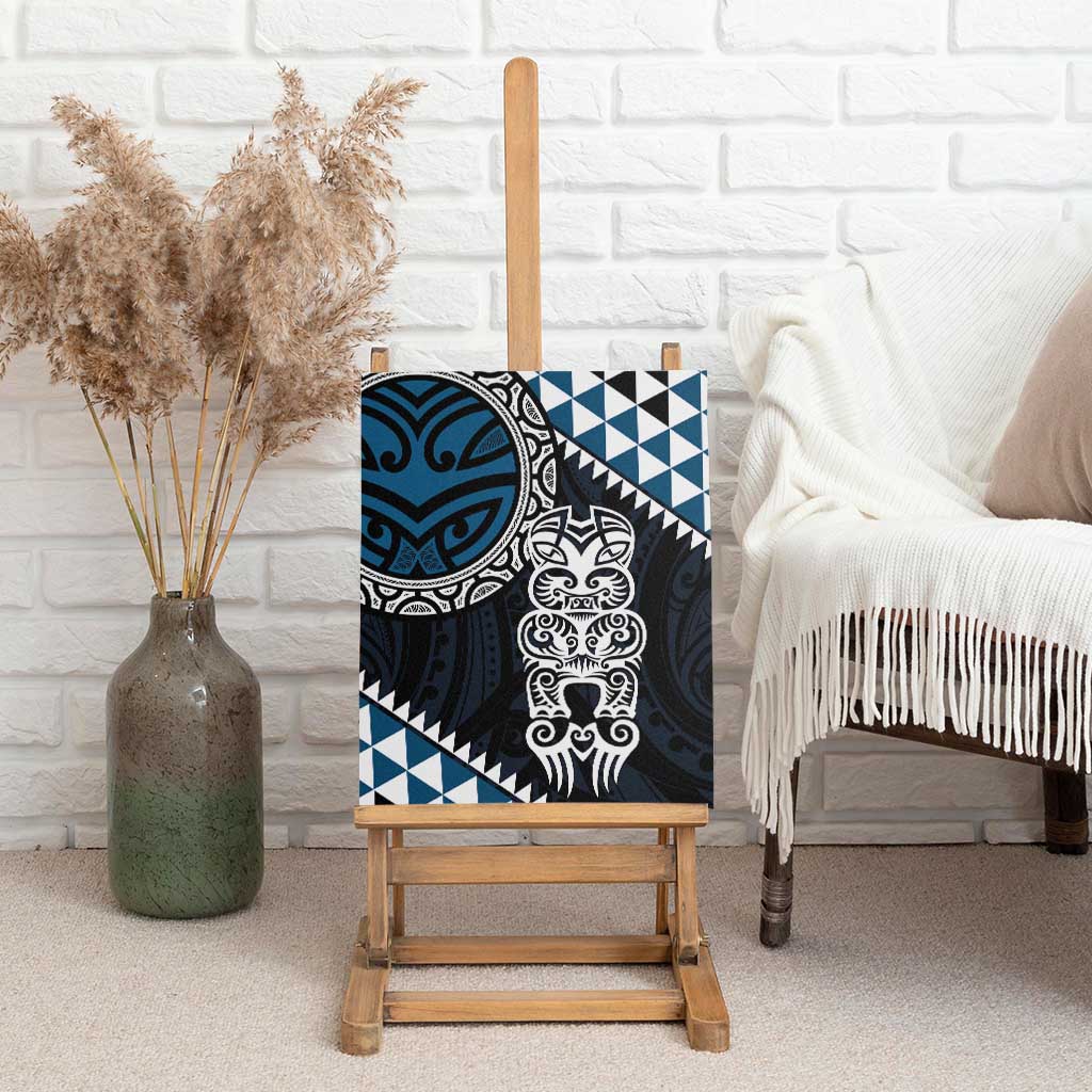 Blue Aotearoa Niho Taniwha Canvas Wall Art Maori Mythology Tooth - Taniko Motifs