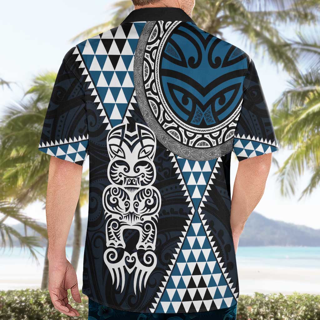 Blue Aotearoa Niho Taniwha Hawaiian Shirt Maori Mythology Tooth - Taniko Motifs