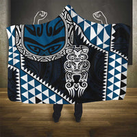 Blue Aotearoa Niho Taniwha Hooded Blanket Maori Mythology Tooth - Taniko Motifs LT14 - Polynesian Pride