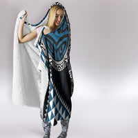 Blue Aotearoa Niho Taniwha Hooded Blanket Maori Mythology Tooth - Taniko Motifs LT14 - Polynesian Pride