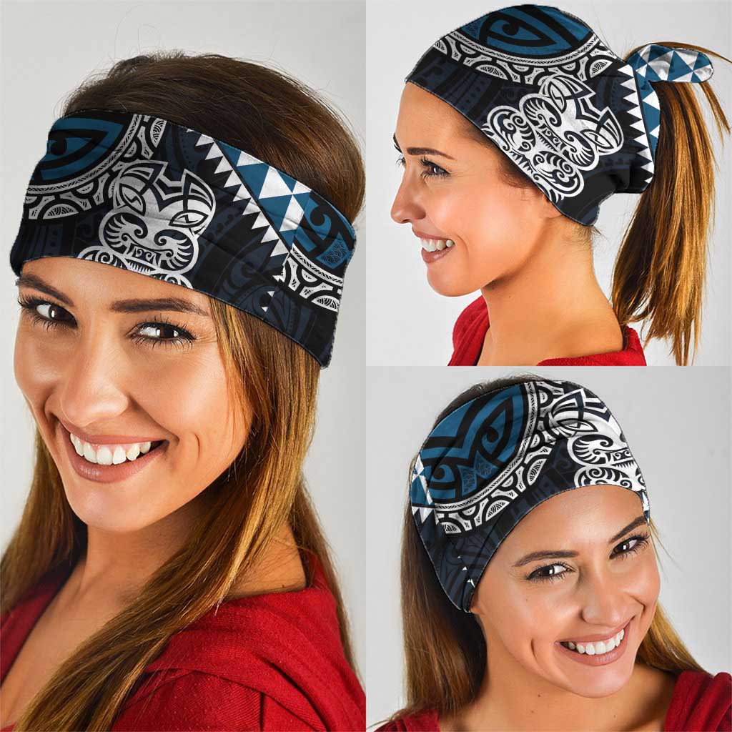 Blue Aotearoa Niho Taniwha Neck Gaiter Maori Mythology Tooth - Taniko Motifs - Polynesian Pride