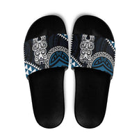 Blue Aotearoa Niho Taniwha Slide Sandals Maori Mythology Tooth - Taniko Motifs - Polynesian Pride