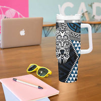 Blue Aotearoa Niho Taniwha Tumbler With Handle Maori Mythology Tooth - Taniko Motifs