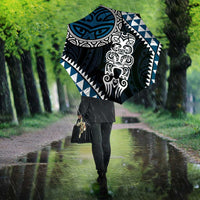 Blue Aotearoa Niho Taniwha Umbrella Maori Mythology Tooth - Taniko Motifs - Polynesian Pride