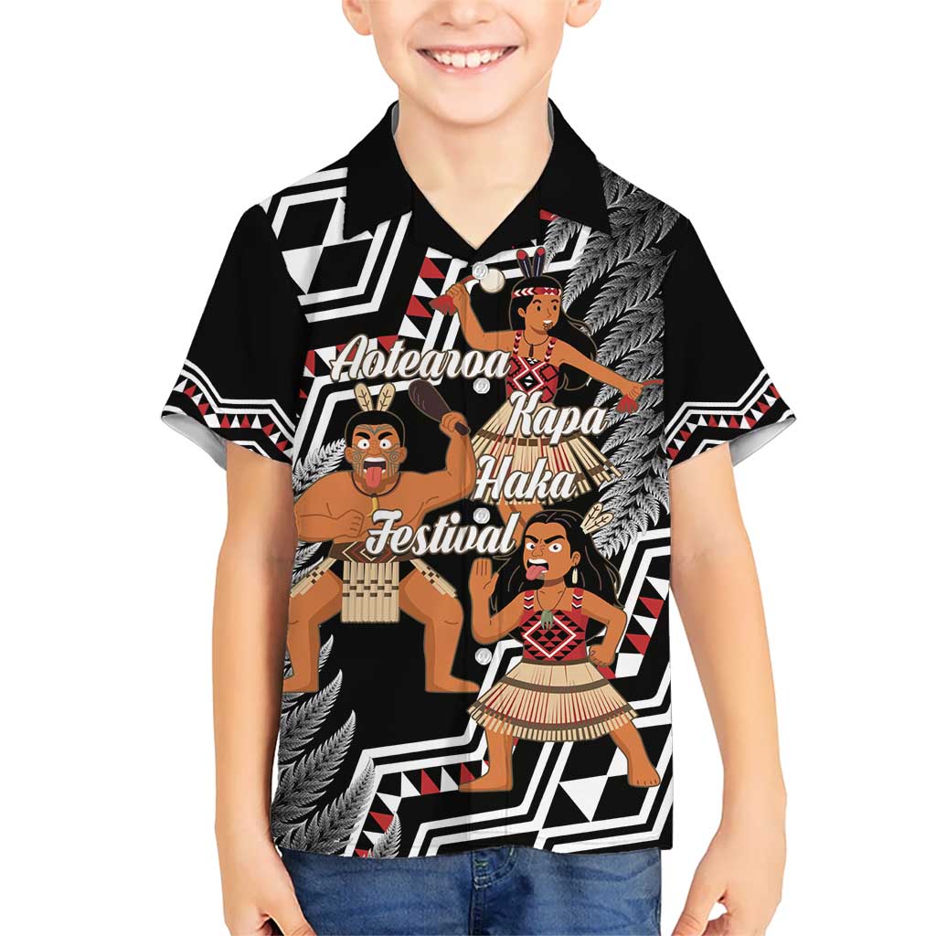 Aotearoa Kapa Haka Kid Hawaiian Shirt 2025 Festival - Traditional Maori Dance LT14 Kid Black - Polynesian Pride