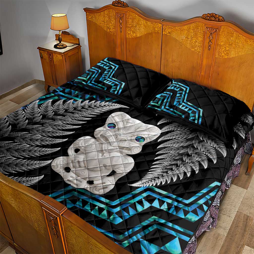 Aotearoa Taniko Paua Shell With Hei Tiki Quilt Bed Set