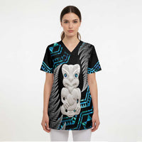 Aotearoa Taniko Paua Shell With Hei Tiki Scrub Top - Polynesian Pride