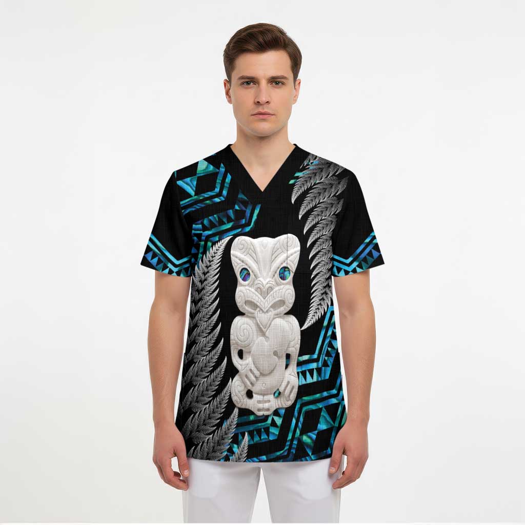 Aotearoa Taniko Paua Shell With Hei Tiki Scrub Top - Polynesian Pride