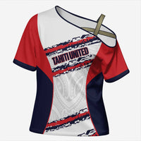 AS Venus Tahiti Football Custom Cross Shoulder Shirt Go Champions Polynesian Pattern LT14 Female White - Polynesian Pride