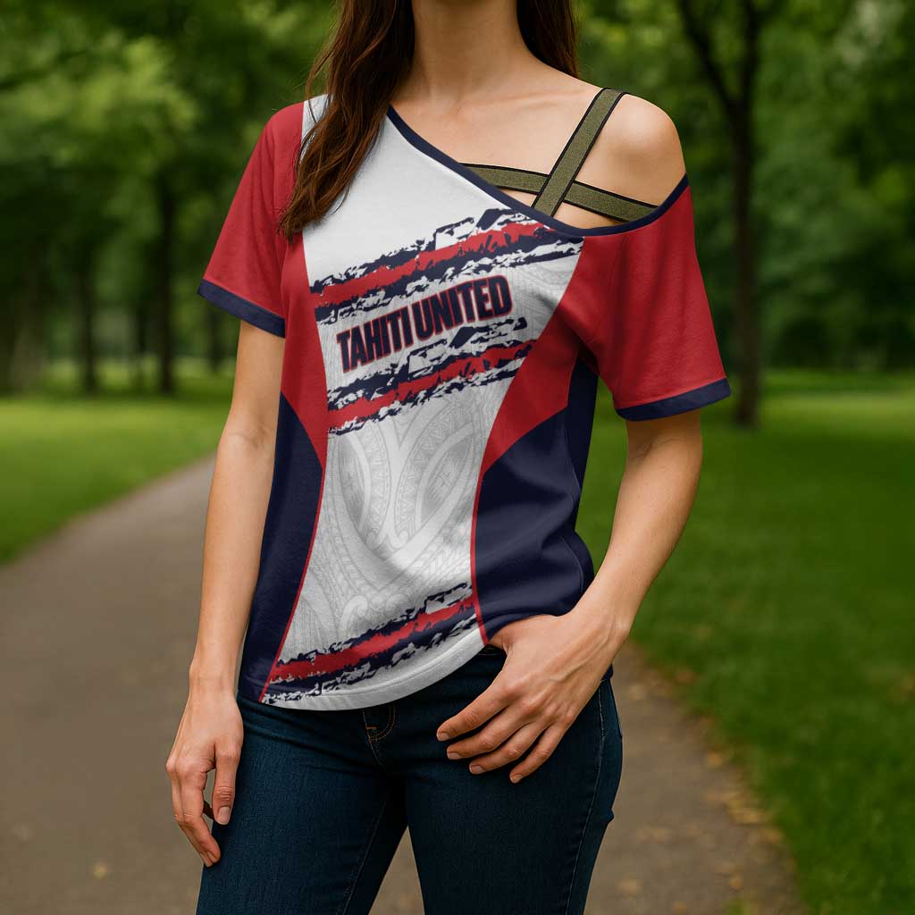 AS Venus Tahiti Football Custom Cross Shoulder Shirt Go Champions Polynesian Pattern LT14 - Polynesian Pride