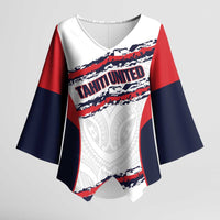 AS Venus Tahiti Football Custom Kimono Sleeve Blouse Go Champions Polynesian Pattern LT14 Female White - Polynesian Pride