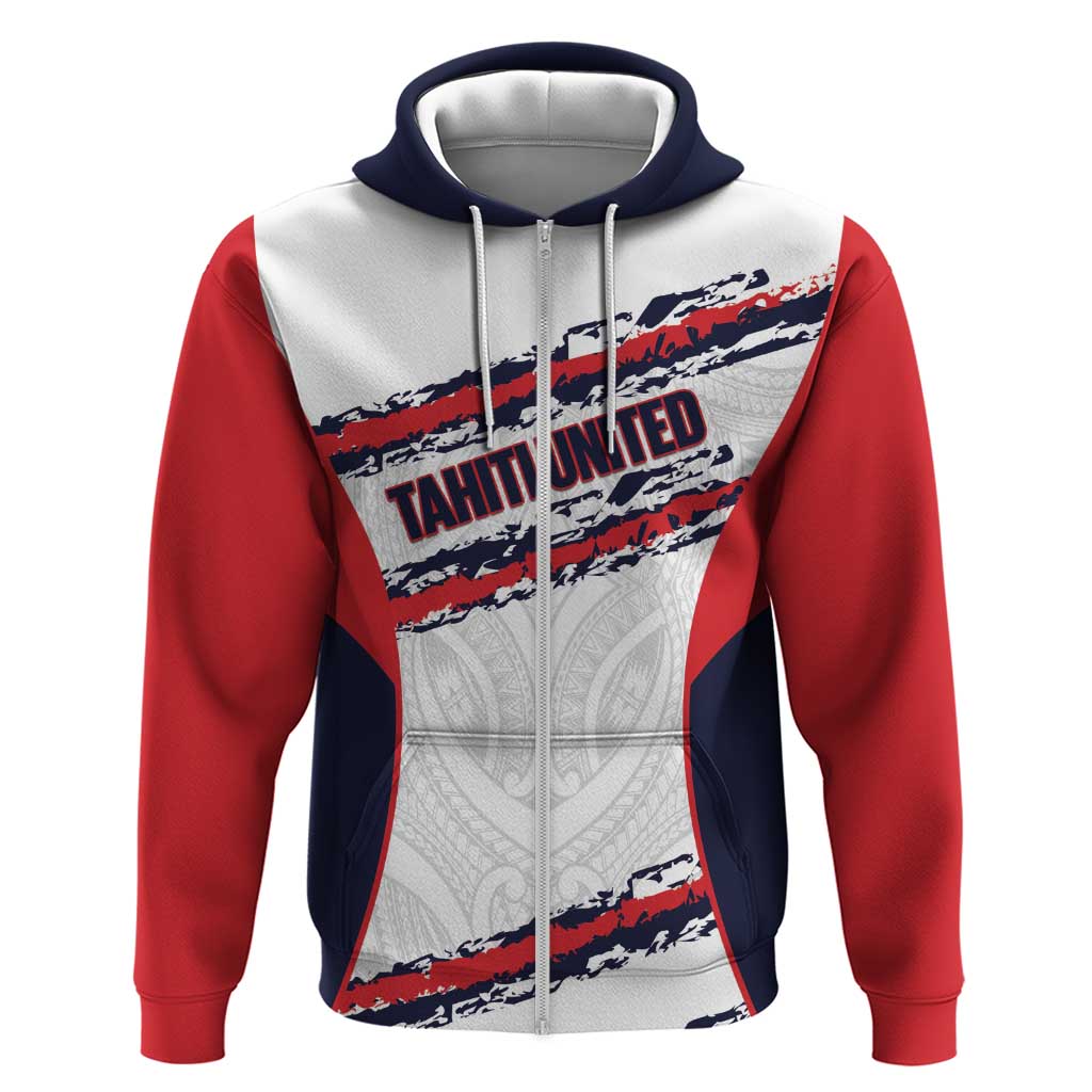 AS Venus Tahiti Football Custom Zip Hoodie Go Champions Polynesian Pattern LT14 Zip Hoodie White - Polynesian Pride