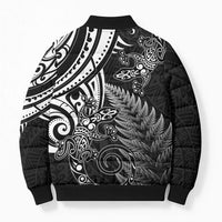 New Zealand Lizard Bomber Puffer Jacket Silver Fern Aotearoa Maori - Polynesian Pride