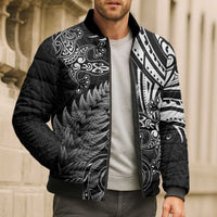 New Zealand Lizard Bomber Puffer Jacket Silver Fern Aotearoa Maori - Polynesian Pride