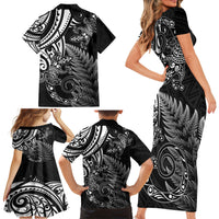 New Zealand Lizard Family Matching Short Sleeve Bodycon Dress and Hawaiian Shirt Silver Fern Aotearoa Maori LT14 - Polynesian Pride