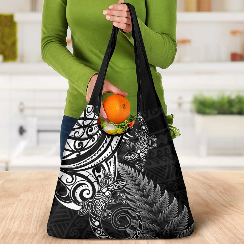 New Zealand Lizard Grocery Bag Silver Fern Aotearoa Maori