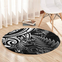 New Zealand Lizard Round Carpet Silver Fern Aotearoa Maori