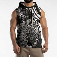 New Zealand Lizard Sleeveless Hoodie Silver Fern Aotearoa Maori - Polynesian Pride