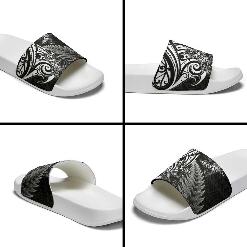 New Zealand Lizard Slide Sandals Silver Fern Aotearoa Maori - Polynesian Pride