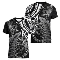 New Zealand Lizard Women V Neck T Shirt Silver Fern Aotearoa Maori LT14 - Polynesian Pride