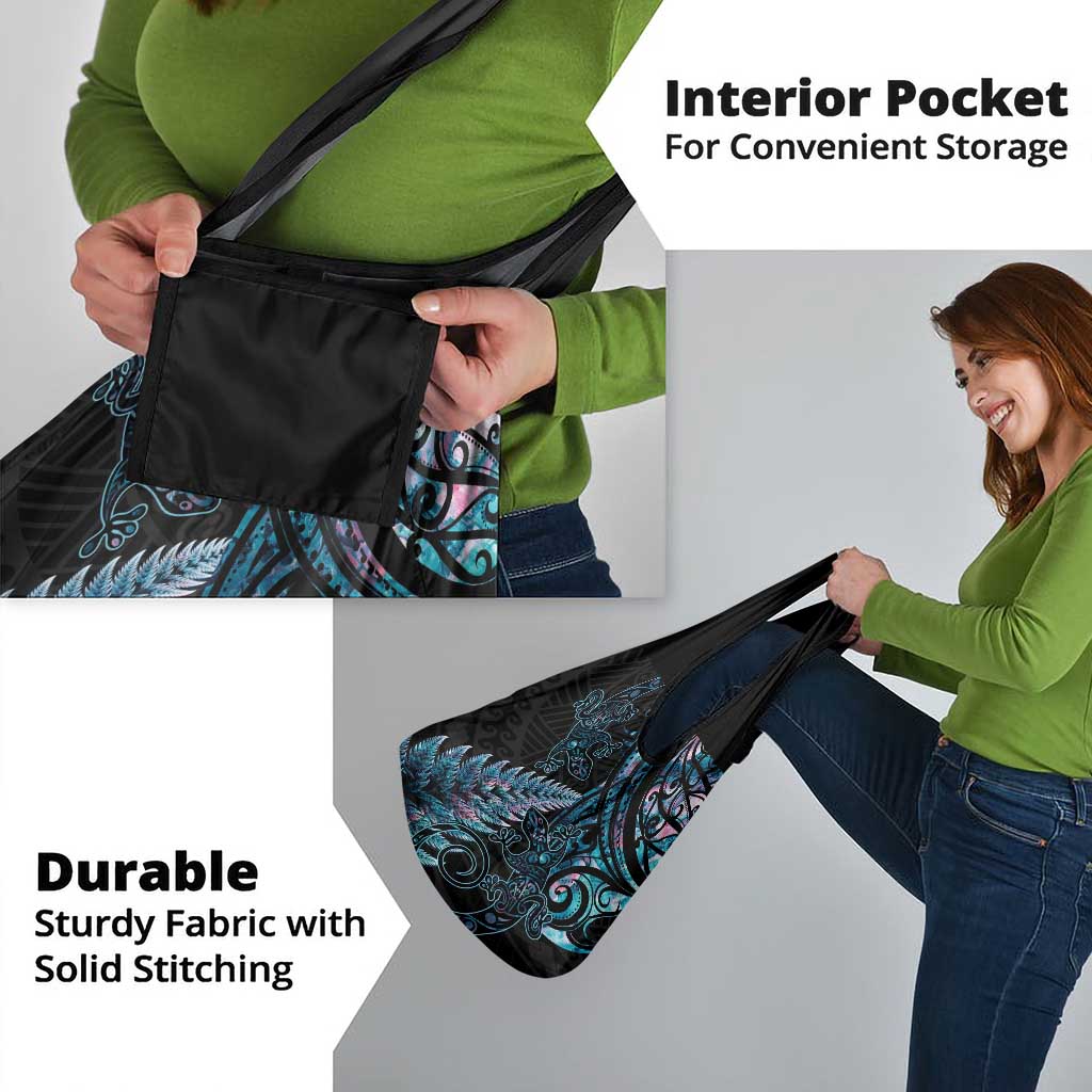 New Zealand Lizard Grocery Bag Silver Fern Aotearoa Maori With Paua Shell