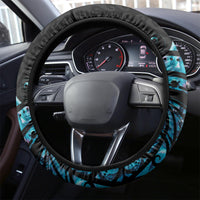 New Zealand Lizard Steering Wheel Cover Silver Fern Aotearoa Maori With Paua Shell