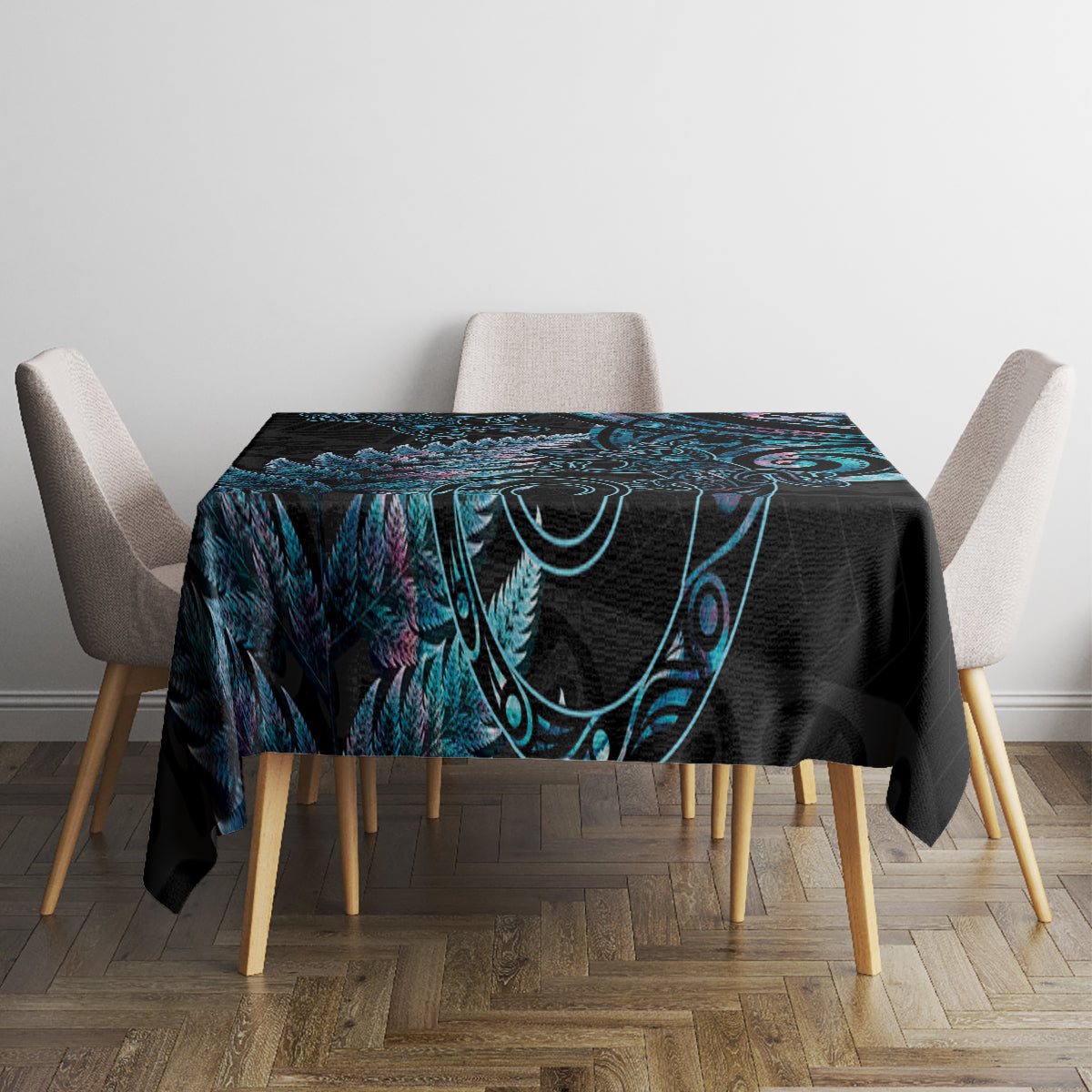 New Zealand Lizard Tablecloth Silver Fern Aotearoa Maori With Paua Shell