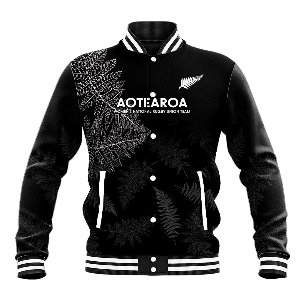 New Zealand Haka Rugby Baseball Jacket 2024 Pacific Go Black Silver Fern LT14 Unisex Black - Polynesian Pride
