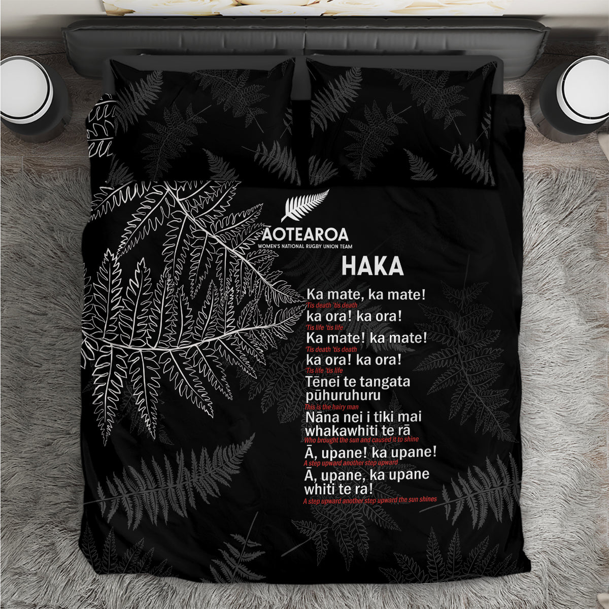 Custom New Zealand Haka Rugby Bedding Set 2024 Pacific Go Black Silver Fern LT14 Black - Polynesian Pride