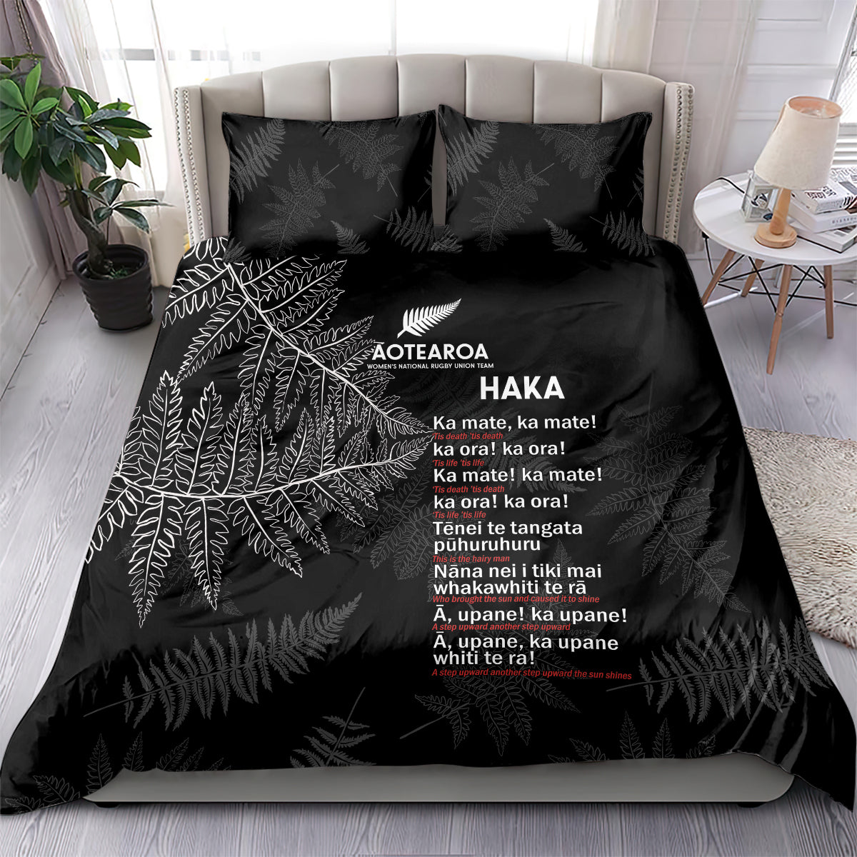 Custom New Zealand Haka Rugby Bedding Set 2024 Pacific Go Black Silver Fern LT14 - Polynesian Pride