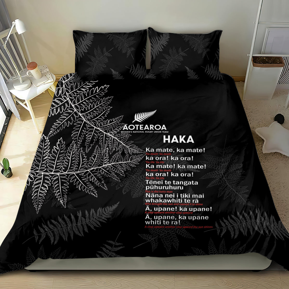 Custom New Zealand Haka Rugby Bedding Set 2024 Pacific Go Black Silver Fern LT14 - Polynesian Pride