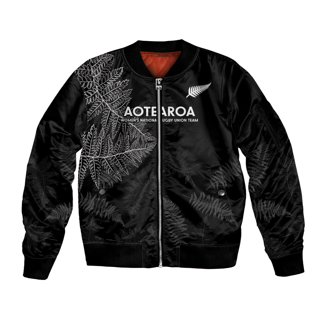 New Zealand Haka Rugby Sleeve Zip Bomber Jacket 2024 Pacific Go Black Silver Fern LT14 Unisex Black - Polynesian Pride