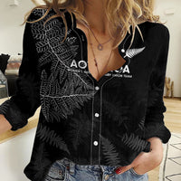 New Zealand Haka Rugby Women Casual Shirt 2024 Pacific Go Black Silver Fern LT14 Female Black - Polynesian Pride